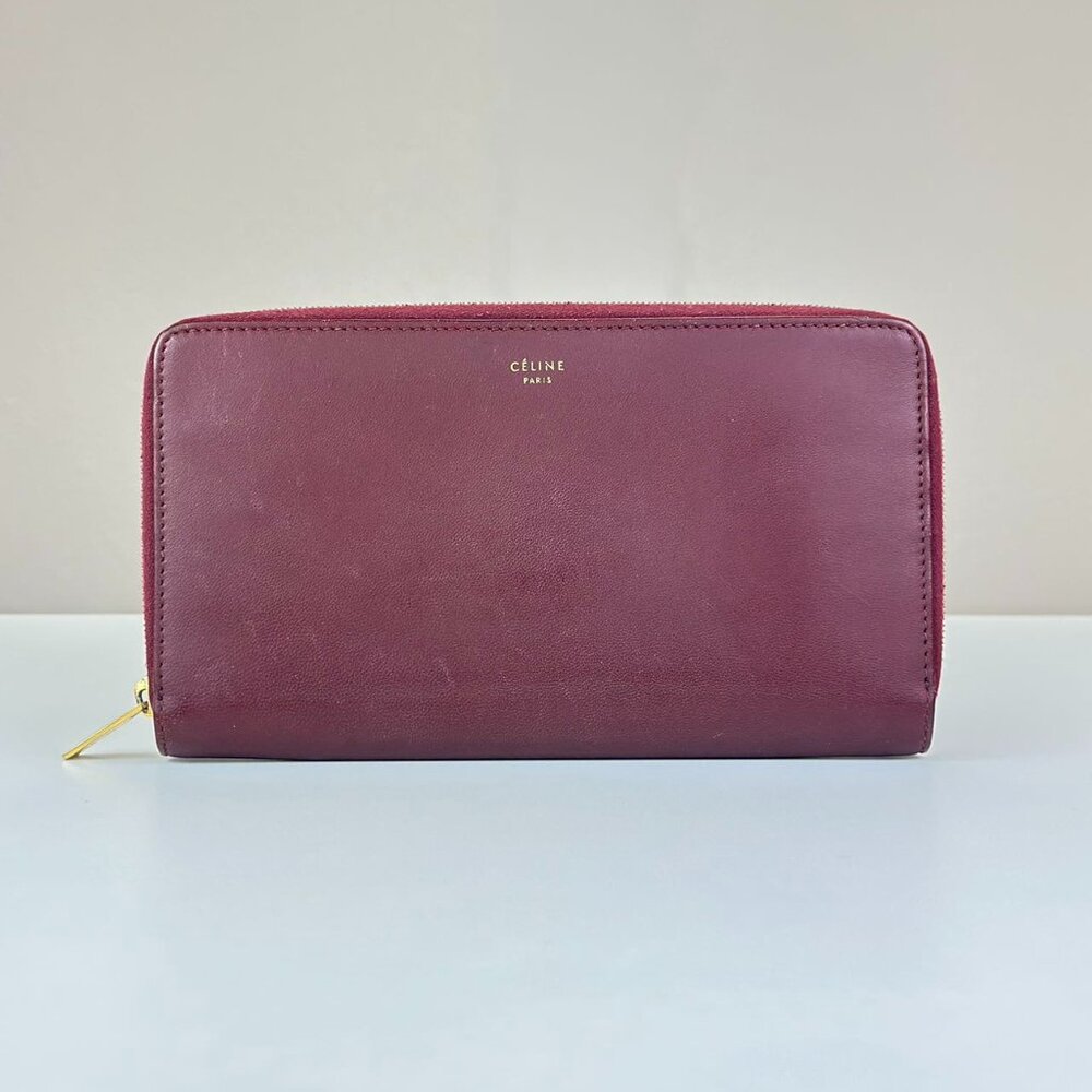 Celine Burgundy Leather Large Wallet